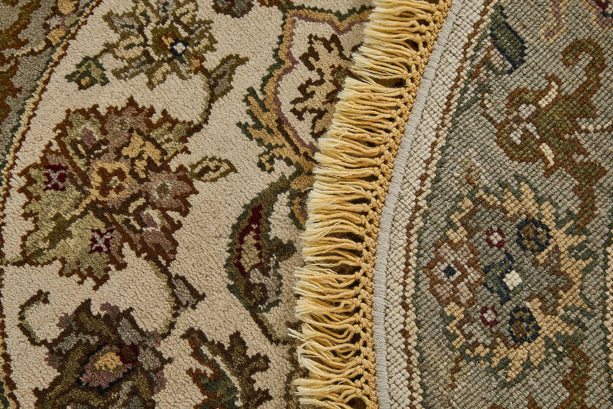 3x3 Beige Handmade Floral Oushak Rug - 51594