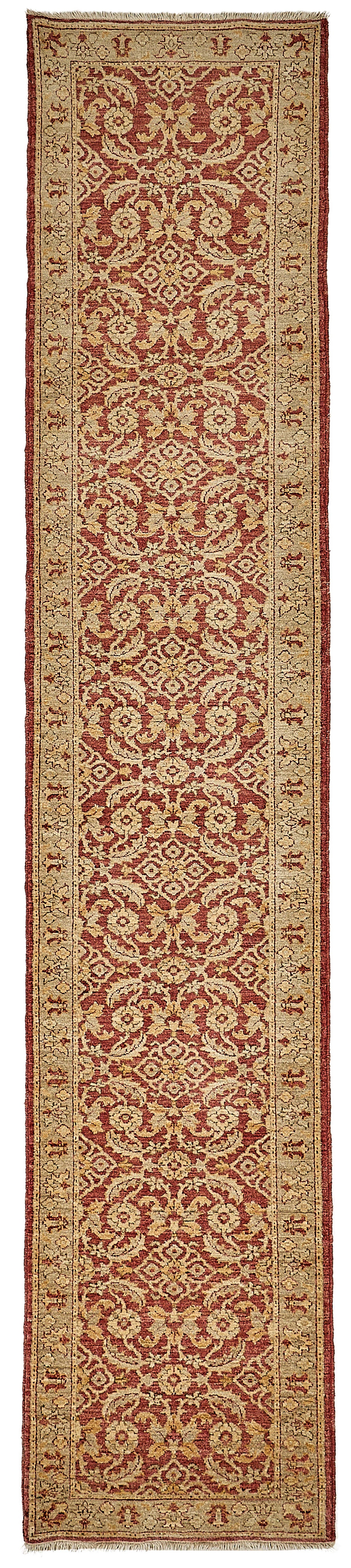 3x13 Red Turkish Floral Oushak Rug - 51595