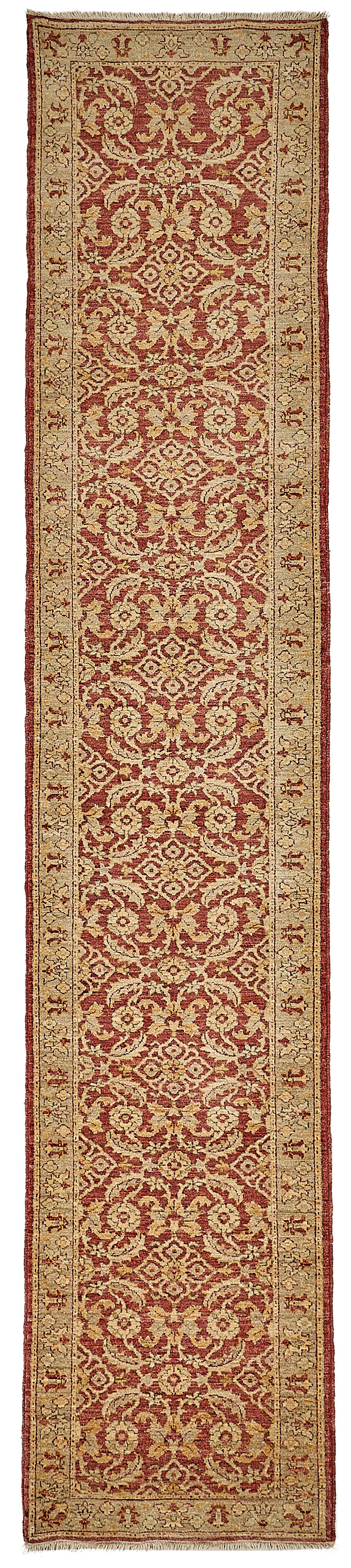 3x13 Red Turkish Floral Oushak Rug - 51595
