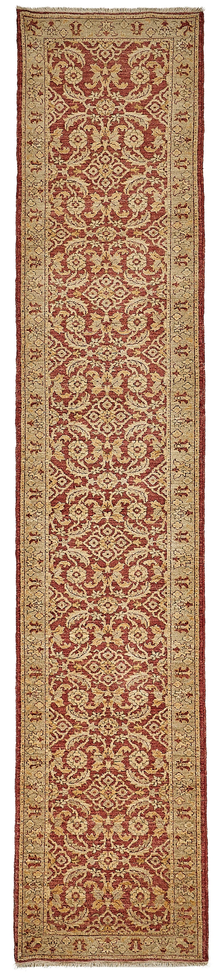 3x13 Red Turkish Floral Oushak Rug - 51595