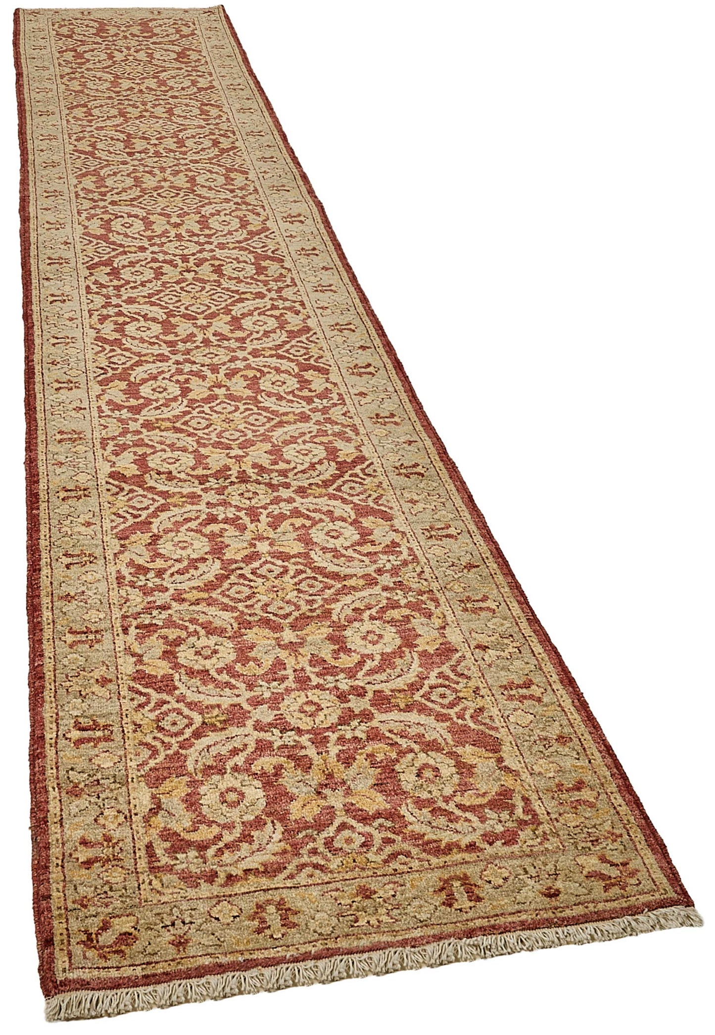 3x13 Red Turkish Floral Oushak Rug - 51595