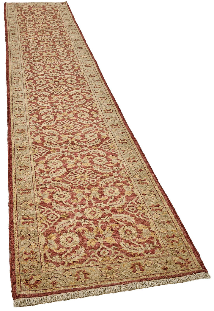 3x13 Red Turkish Floral Oushak Rug - 51595