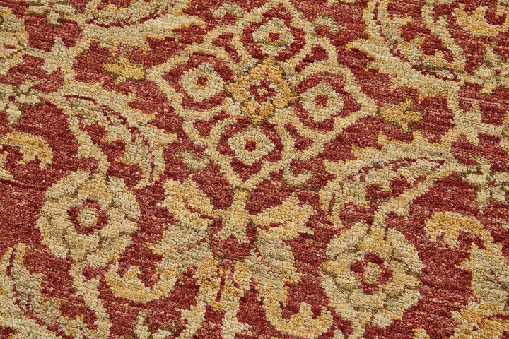3x13 Red Turkish Floral Oushak Rug - 51595
