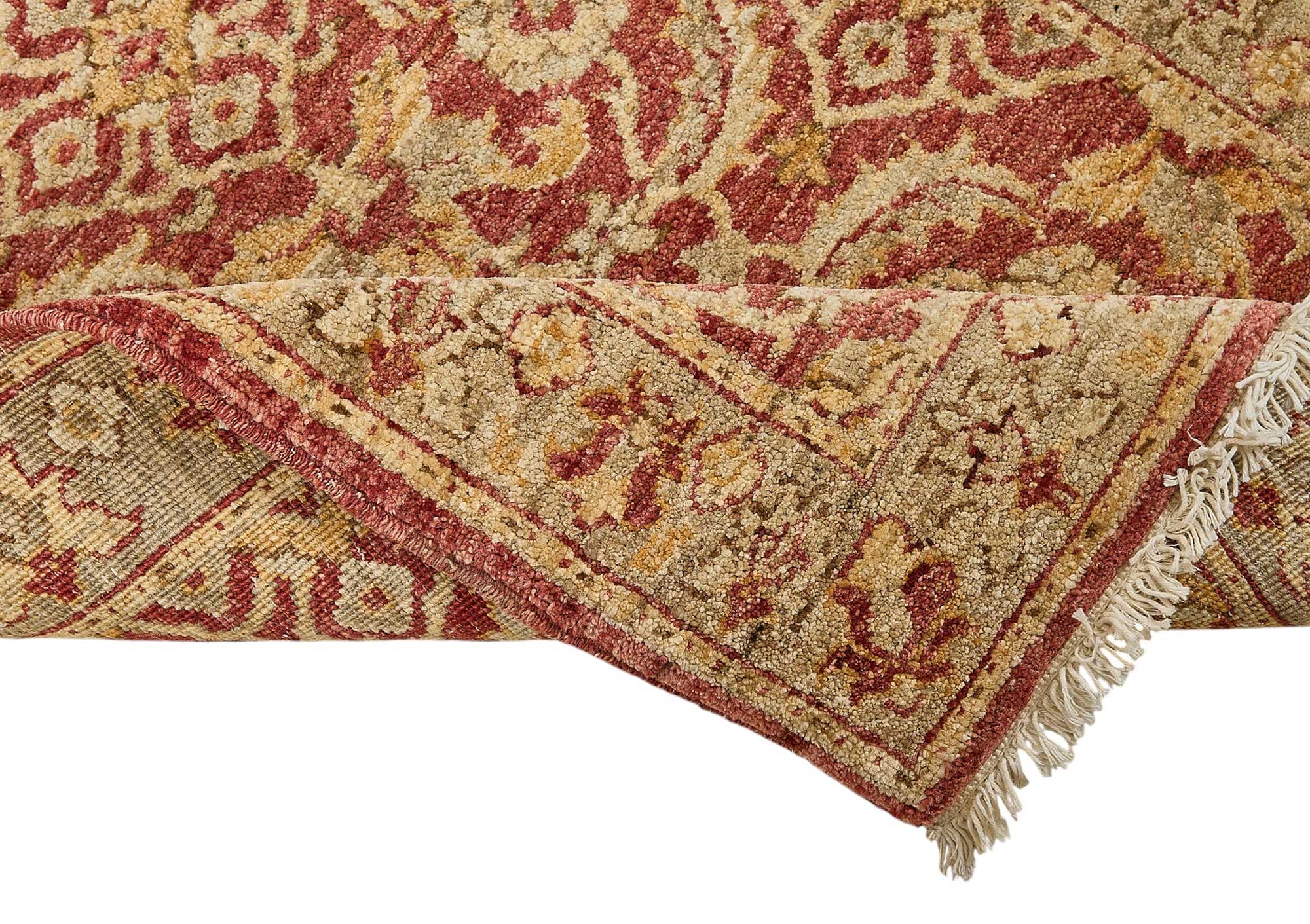 3x13 Red Turkish Floral Oushak Rug - 51595