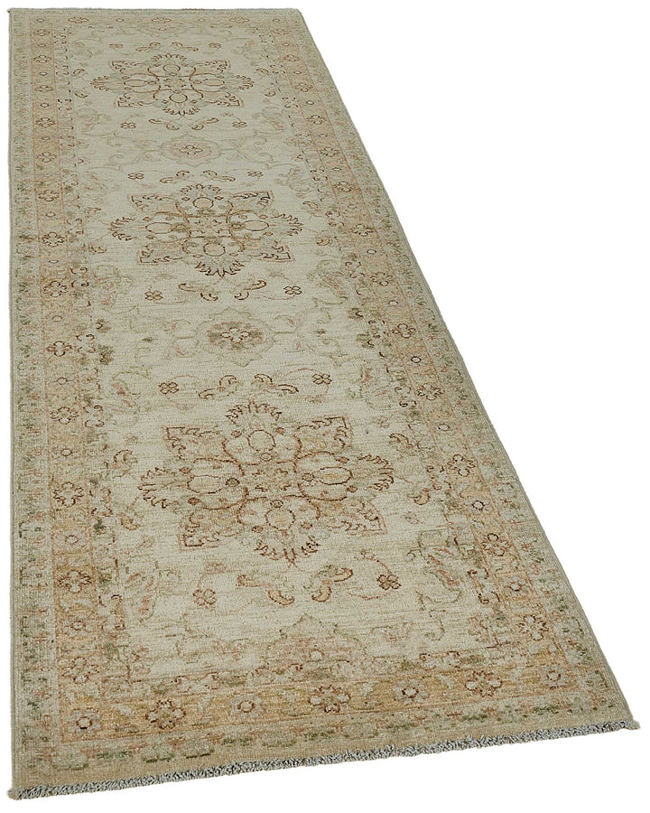 3x8 Beige Handmade Floral Medallion Oushak Rug - 51597