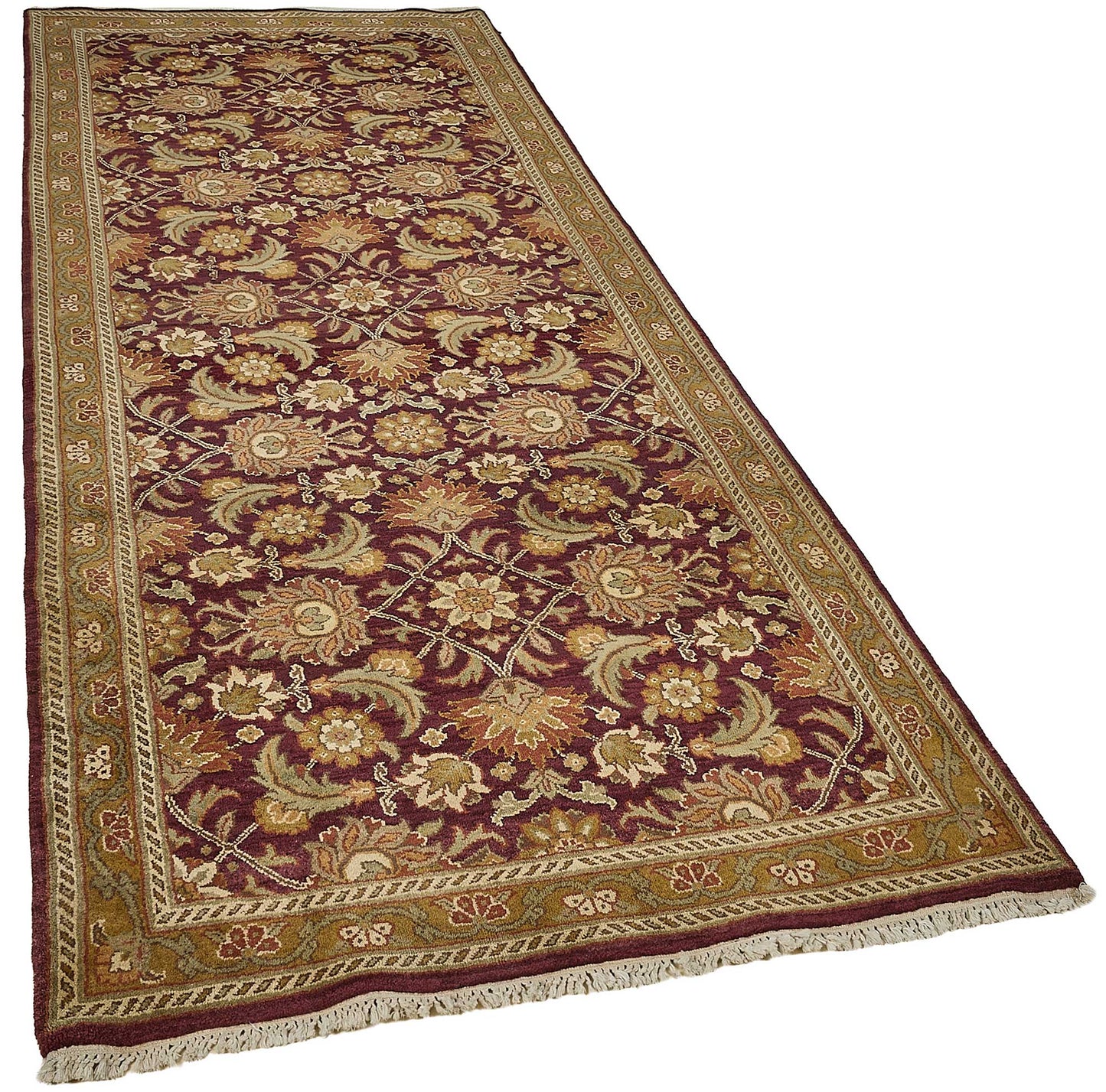4x10 Red Handmade Floral Oushak Rug - 51598