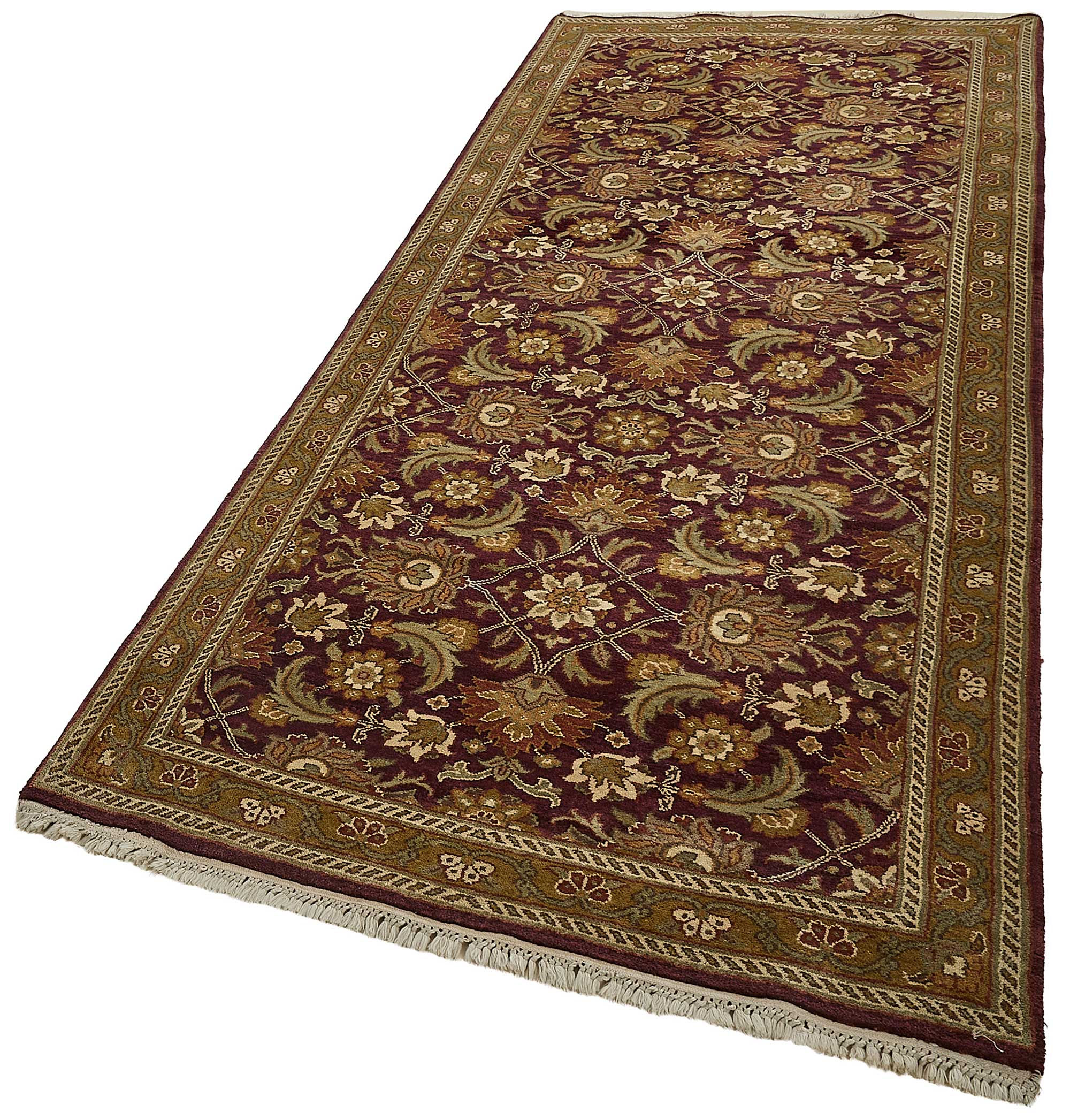 4x10 Red Handmade Floral Oushak Rug - 51598