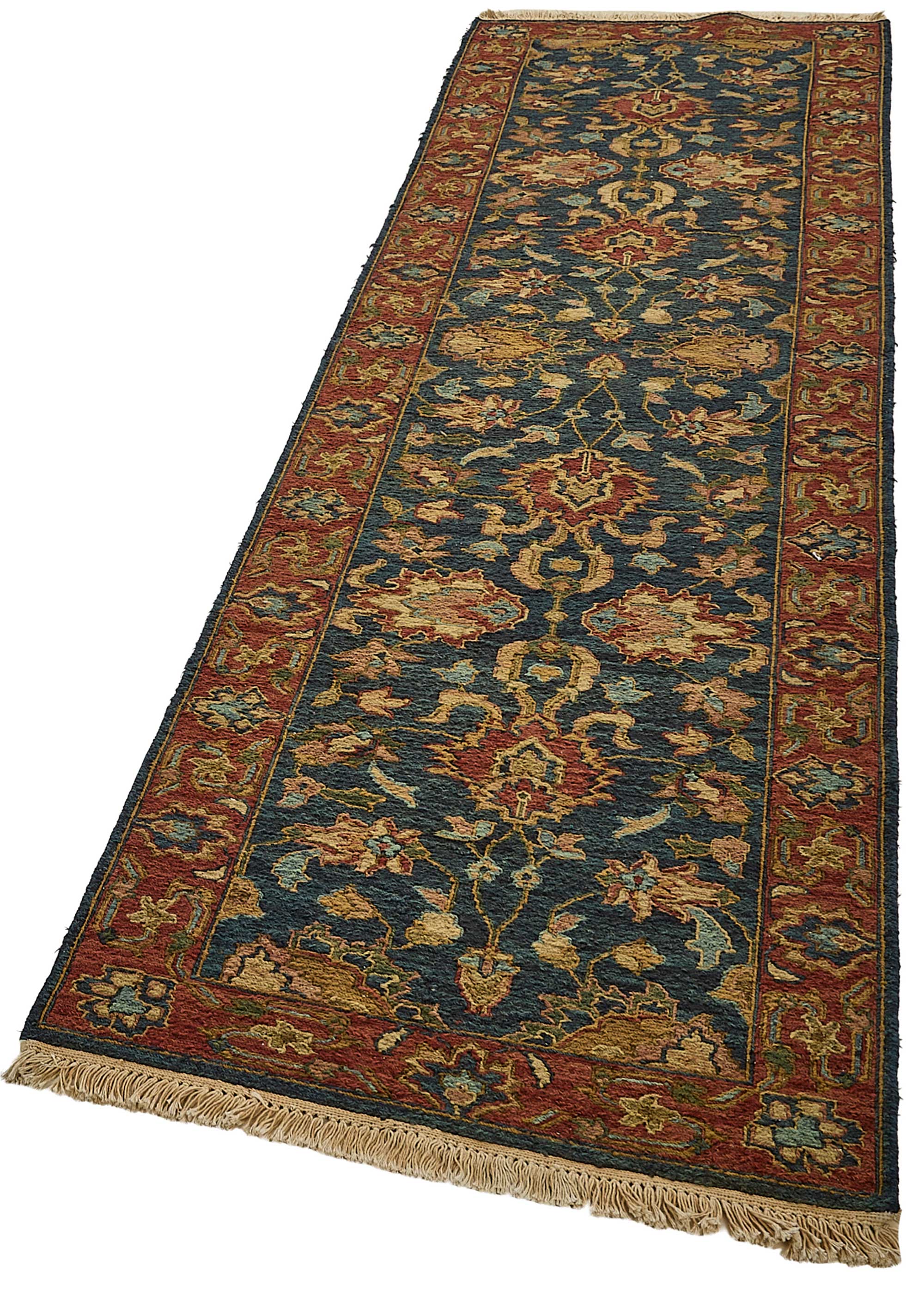3x10 Blue Turkish Floral Oushak Rug - 51599