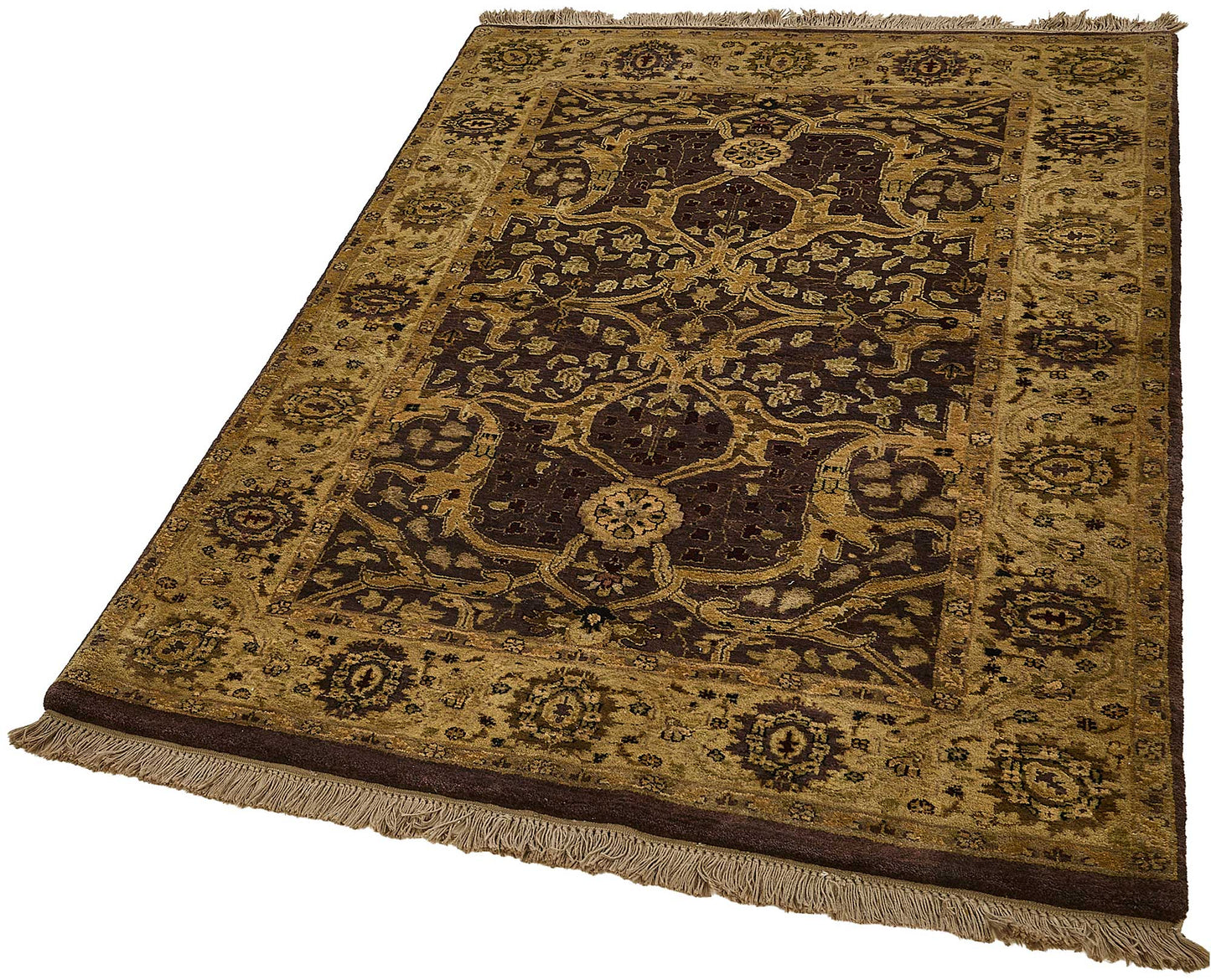 4x6 Brown Traditional Floral Medallion Oushak Rug - 51602