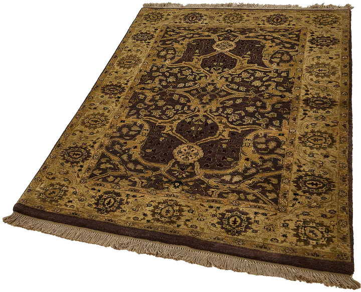 4x6 Brown Traditional Floral Medallion Oushak Rug - 51602