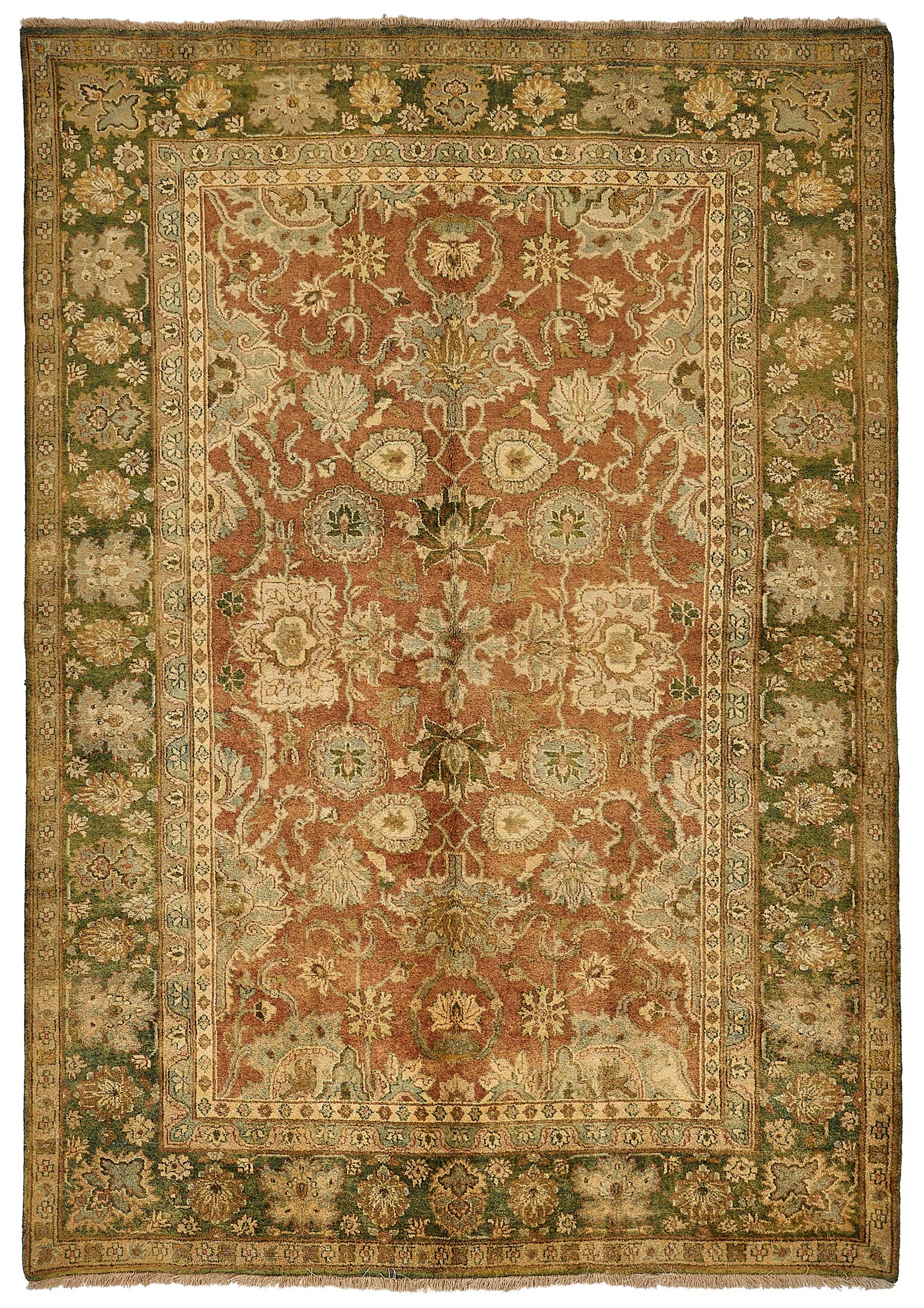 6x9 Beige Turkish Floral Oushak Rug - 51603