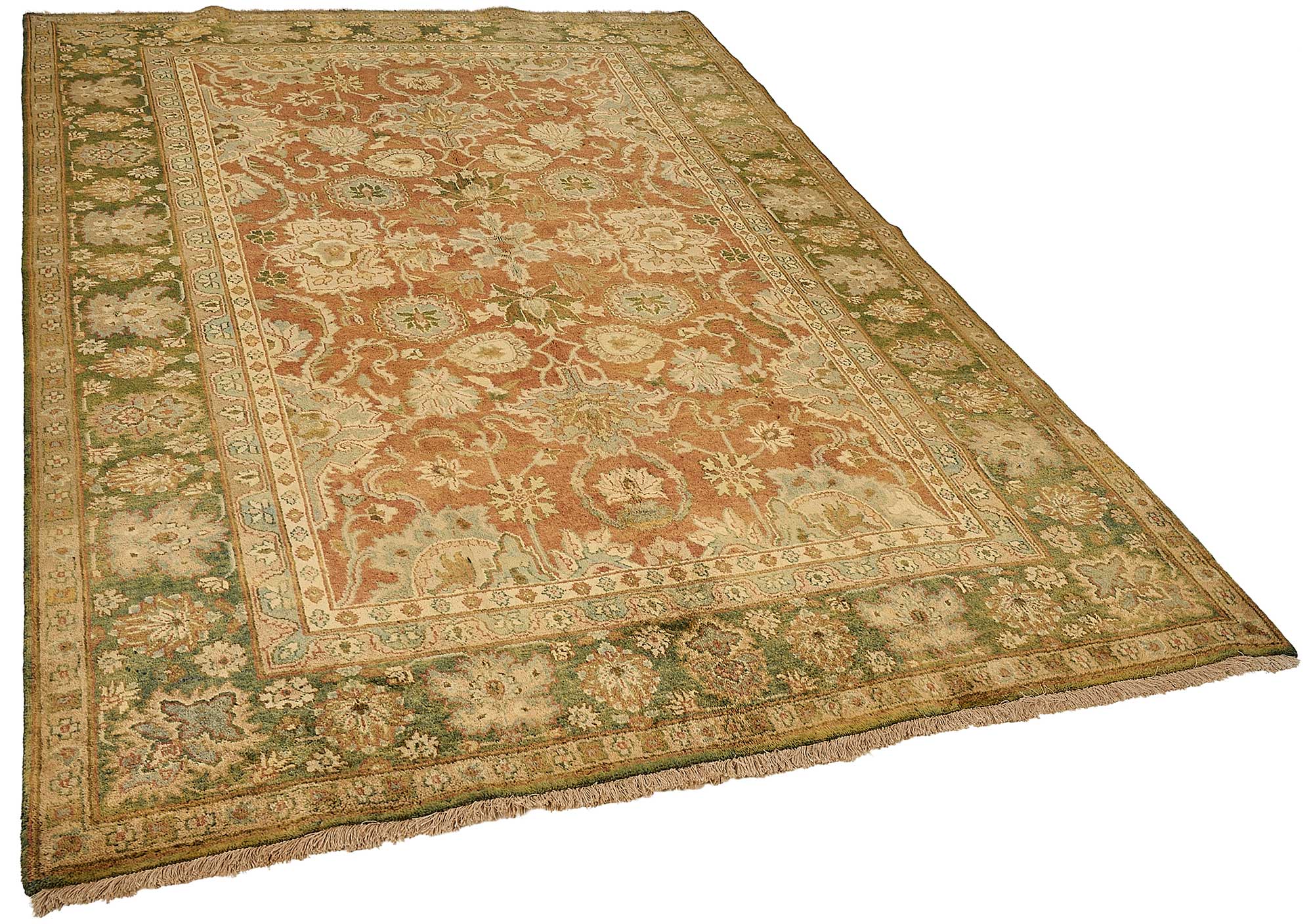 6x9 Beige Turkish Floral Oushak Rug - 51603