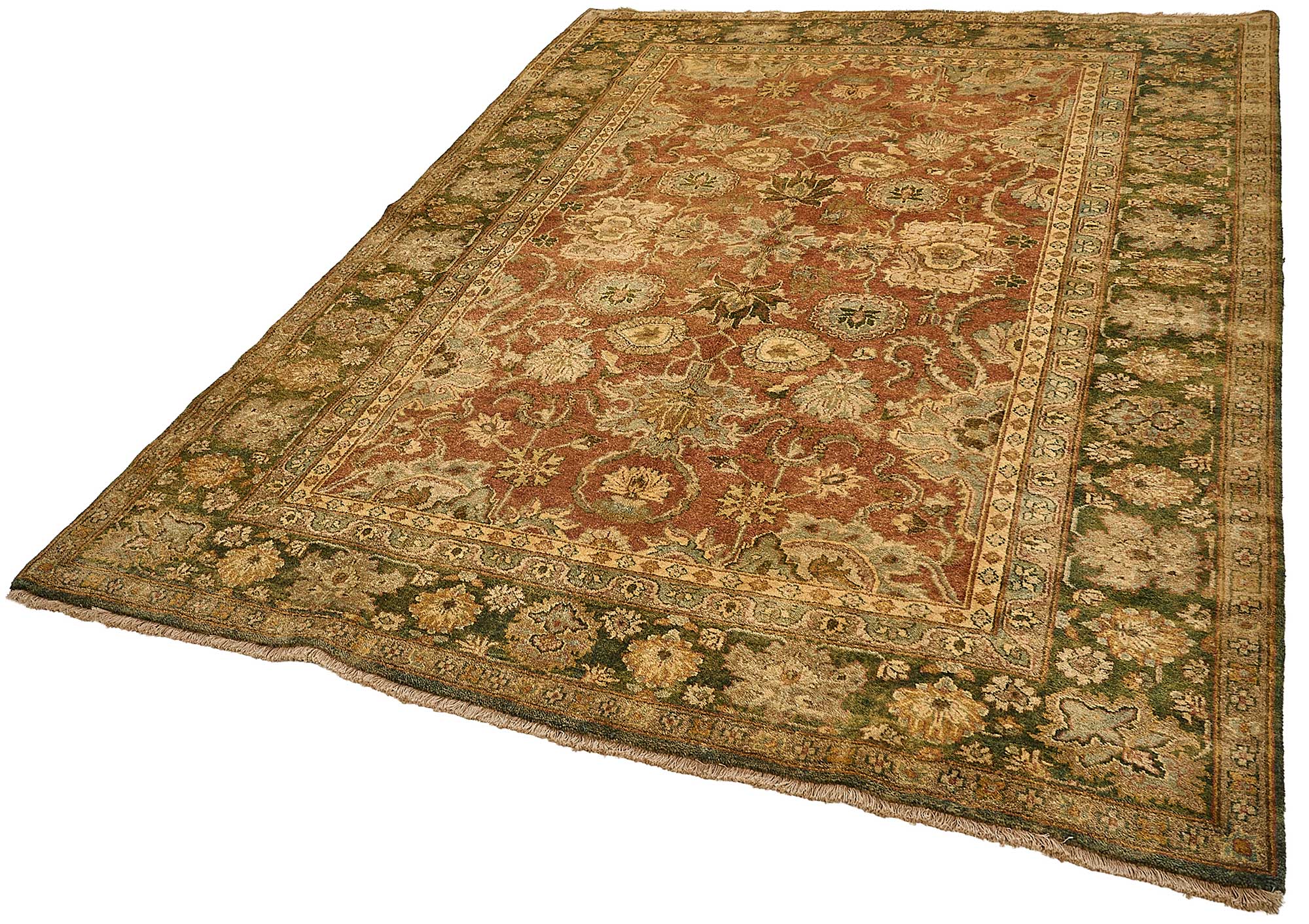 6x9 Beige Turkish Floral Oushak Rug - 51603