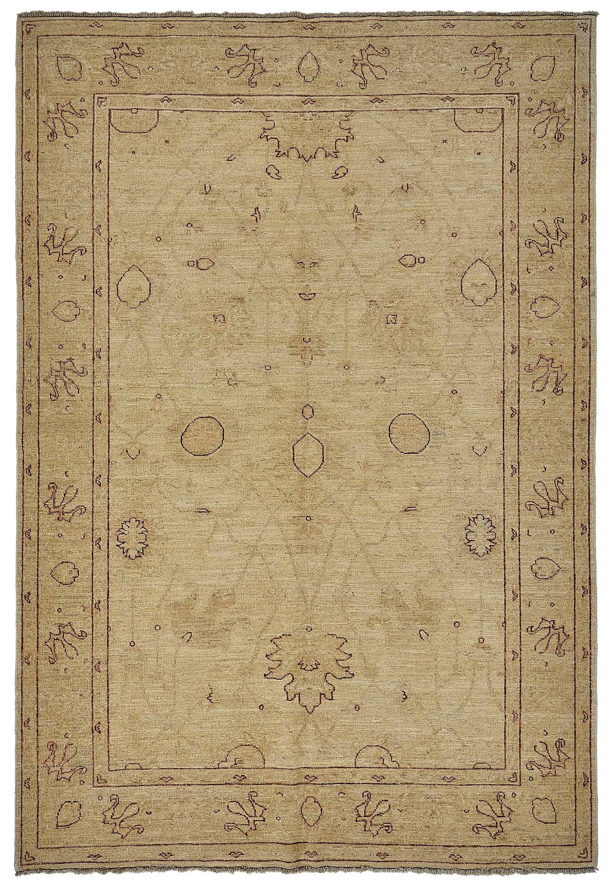 6x9 Beige Traditional Medallion Oushak Rug - 51605
