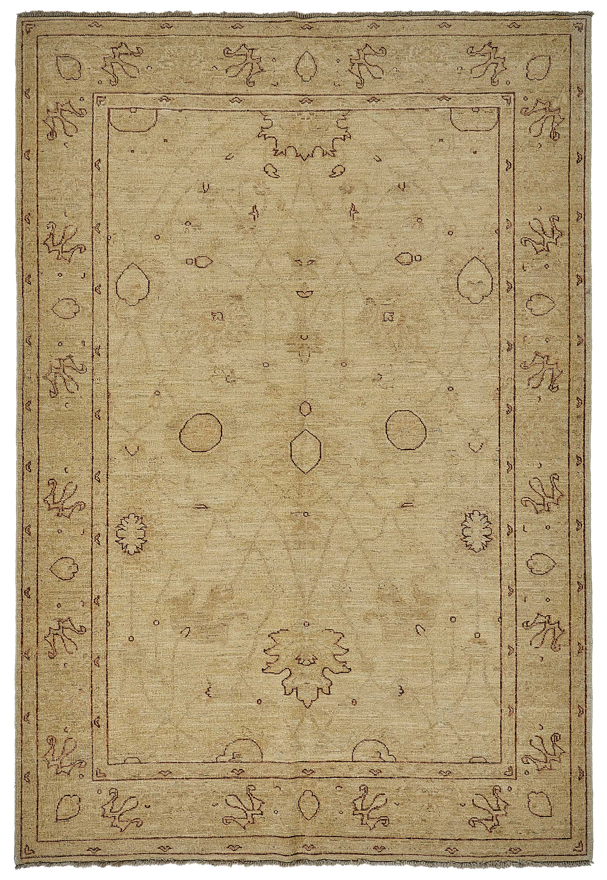 6x9 Beige Traditional Medallion Oushak Rug - 51605