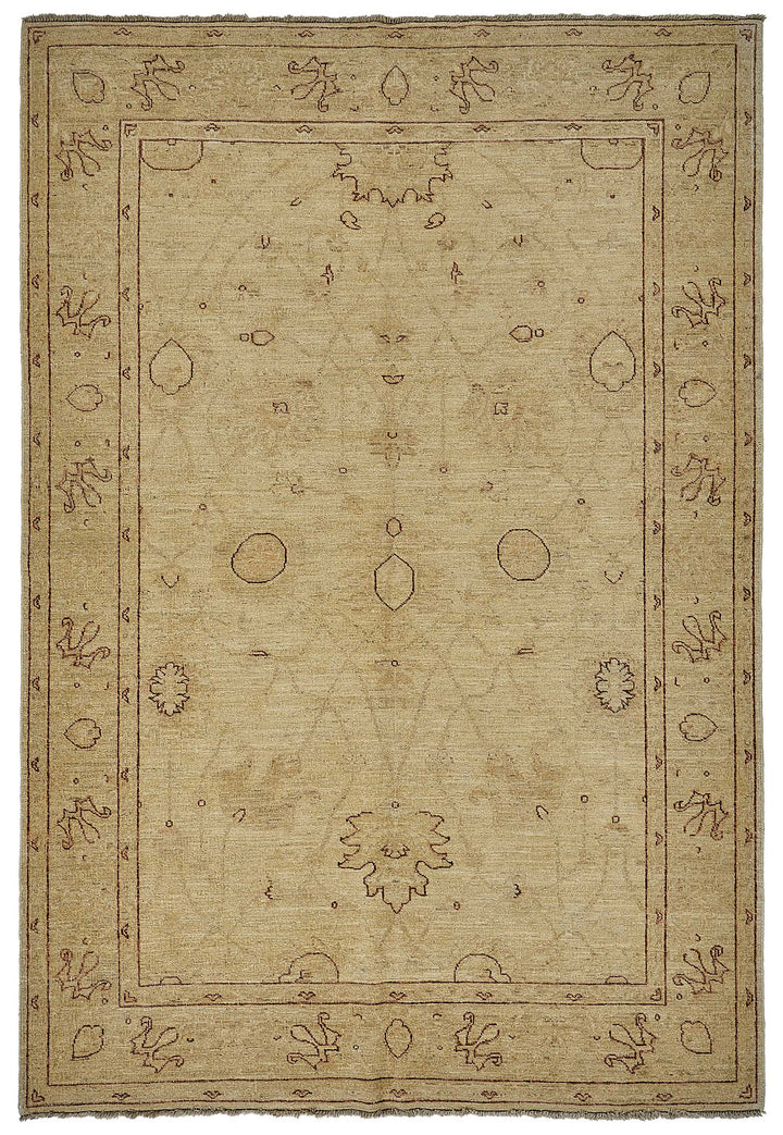 6x9 Beige Traditional Medallion Oushak Rug - 51605