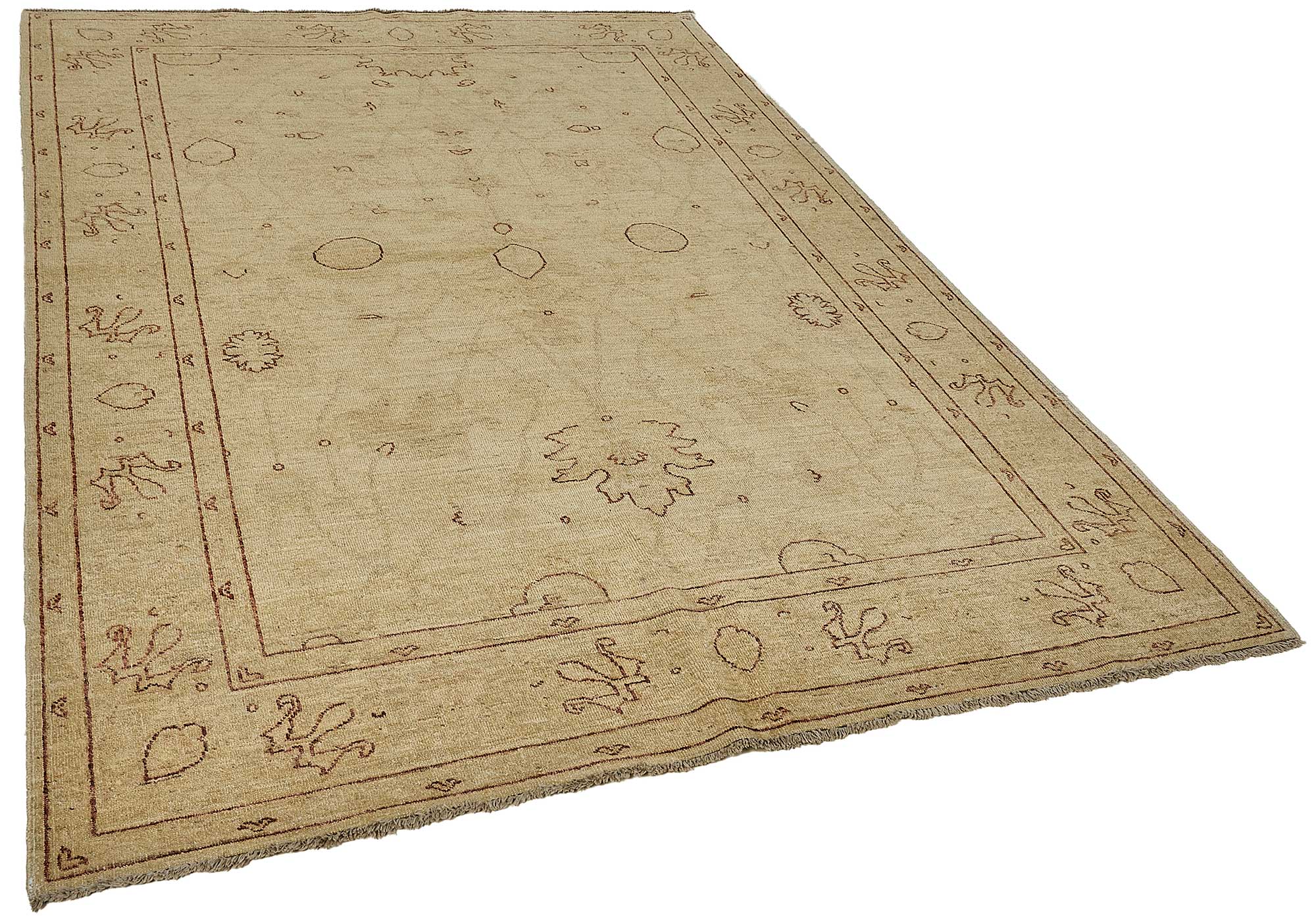 6x9 Beige Traditional Medallion Oushak Rug - 51605