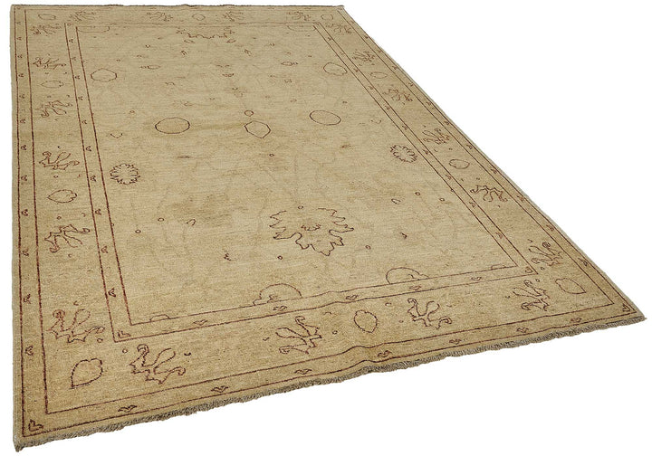 6x9 Beige Traditional Medallion Oushak Rug - 51605