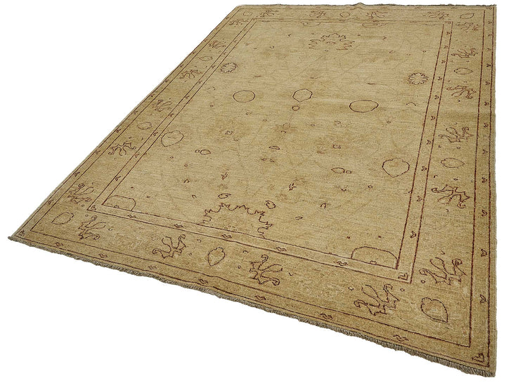 6x9 Beige Traditional Medallion Oushak Rug - 51605