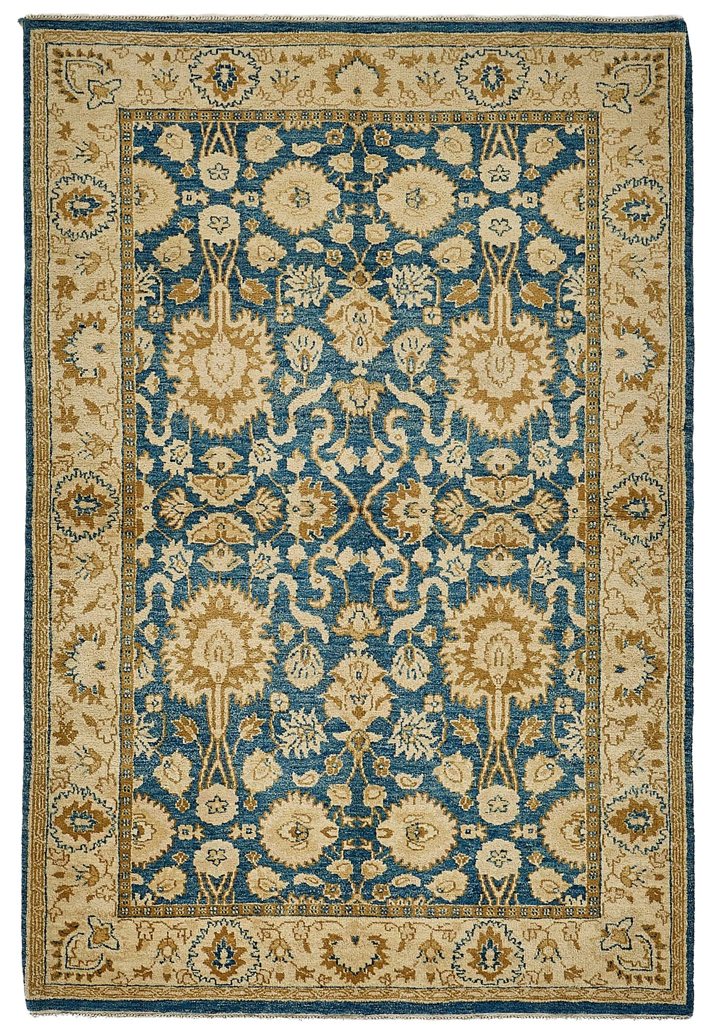 5x7 Blue Handmade Floral Oushak Rug - 51606