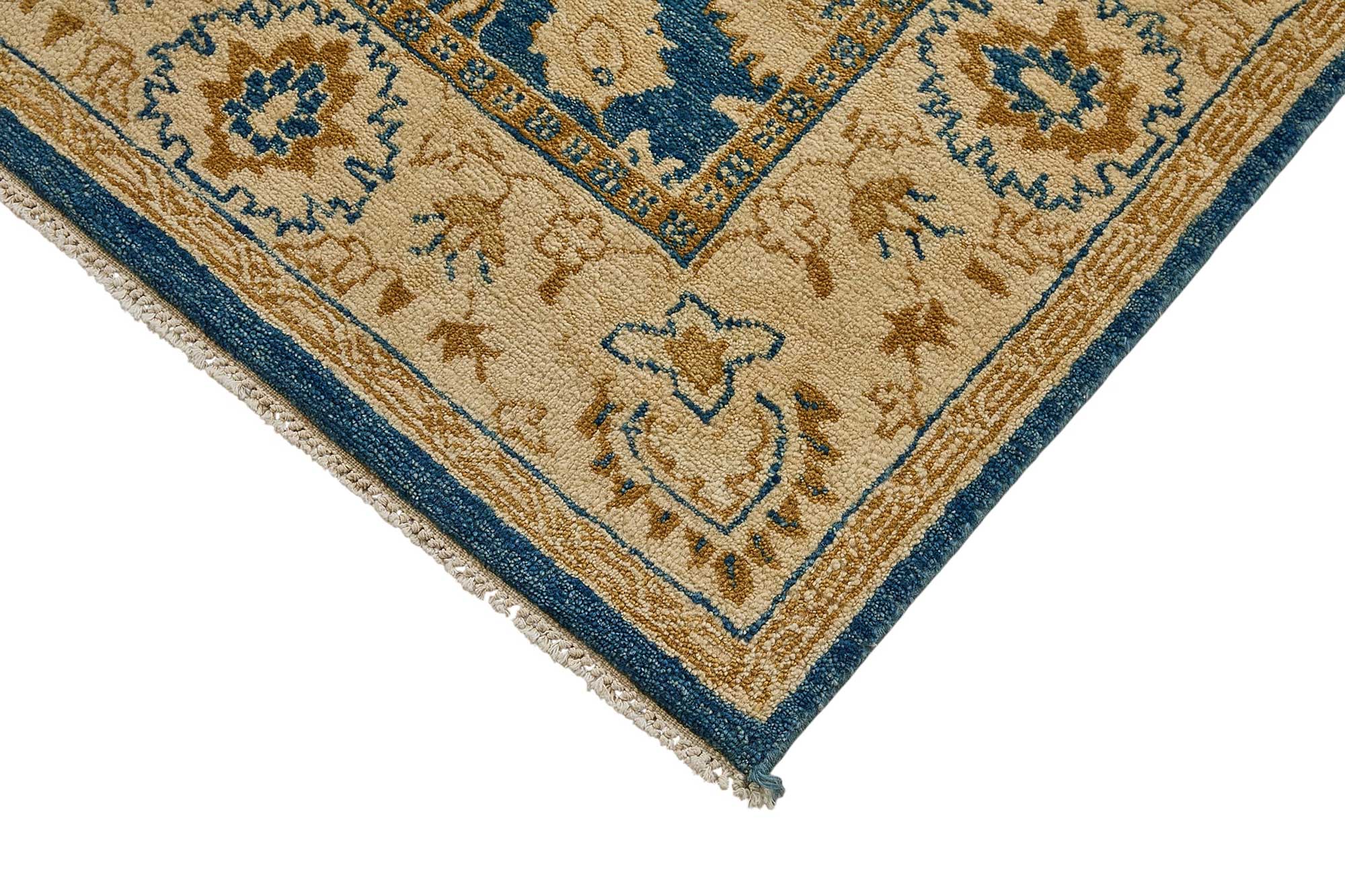 5x7 Blue Handmade Floral Oushak Rug - 51606