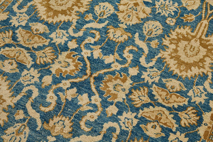 5x7 Blue Handmade Floral Oushak Rug - 51606