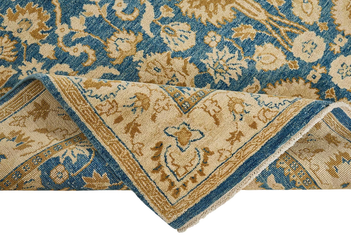 5x7 Blue Handmade Floral Oushak Rug - 51606