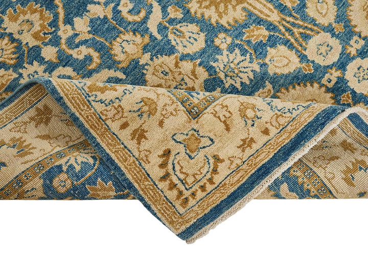 5x7 Blue Handmade Floral Oushak Rug - 51606