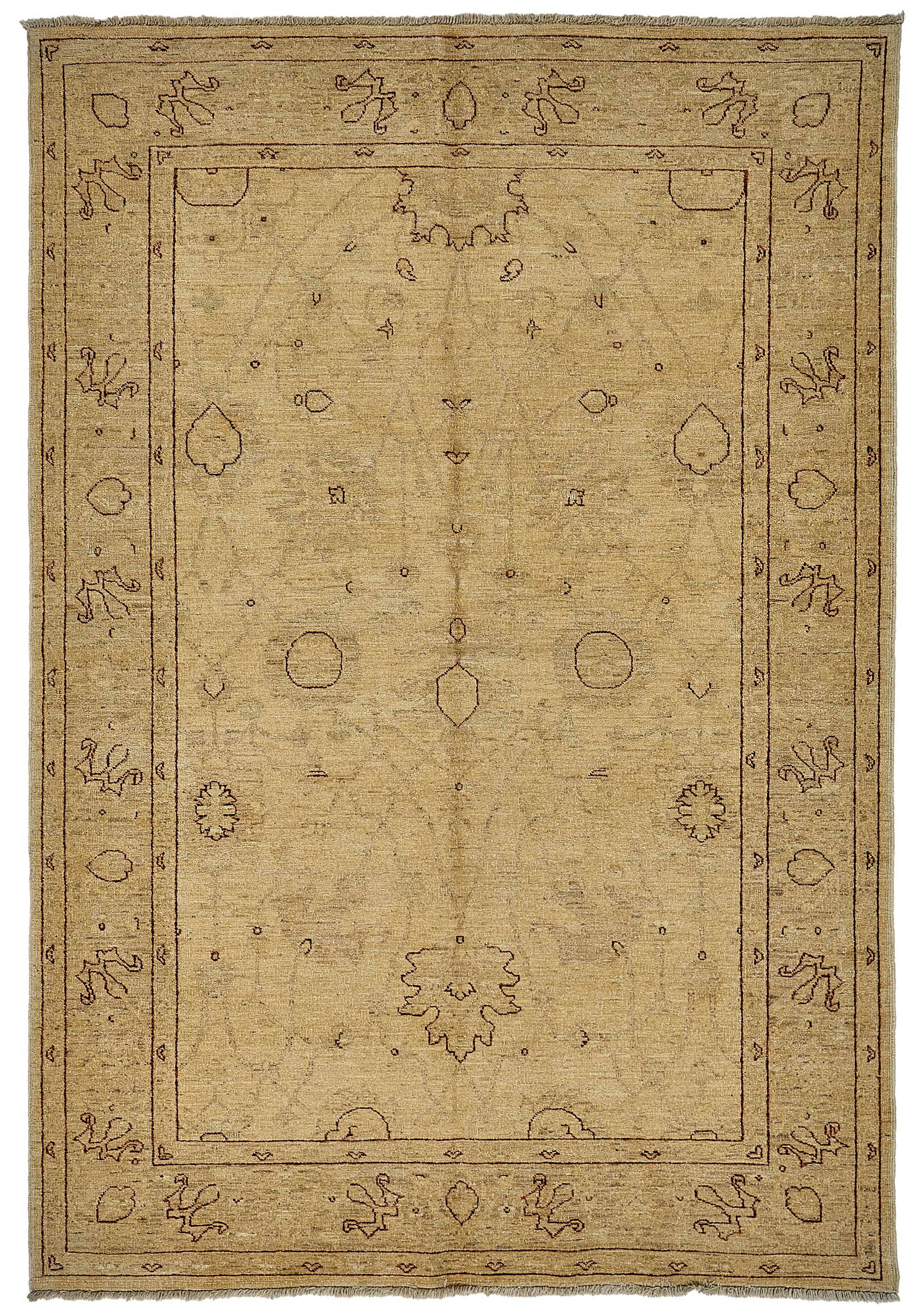 6x9 Beige Turkish Medallion Oushak Rug - 51607