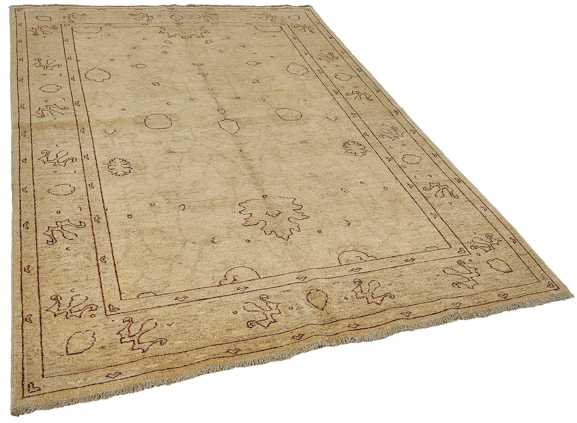 6x9 Beige Turkish Medallion Oushak Rug - 51607