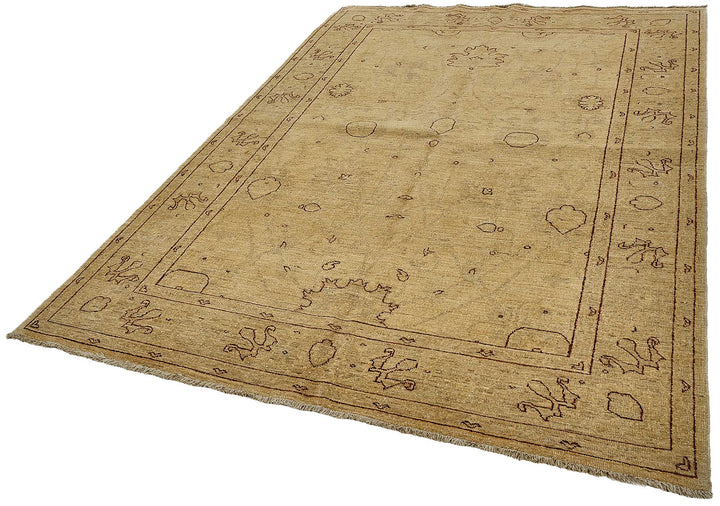 6x9 Beige Turkish Medallion Oushak Rug - 51607