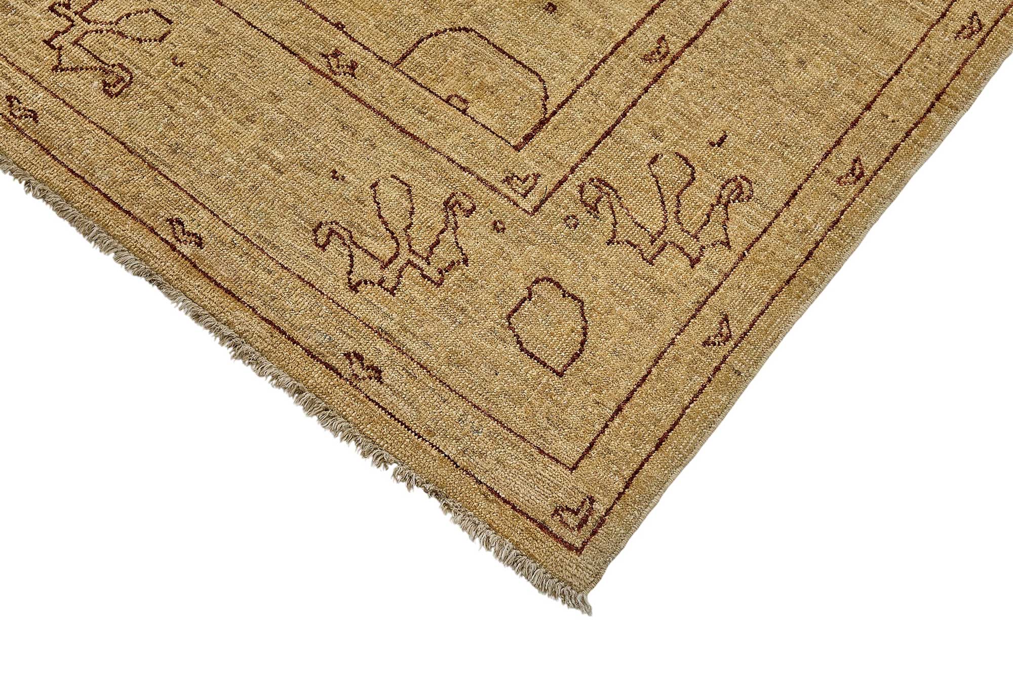 6x9 Beige Turkish Medallion Oushak Rug - 51607