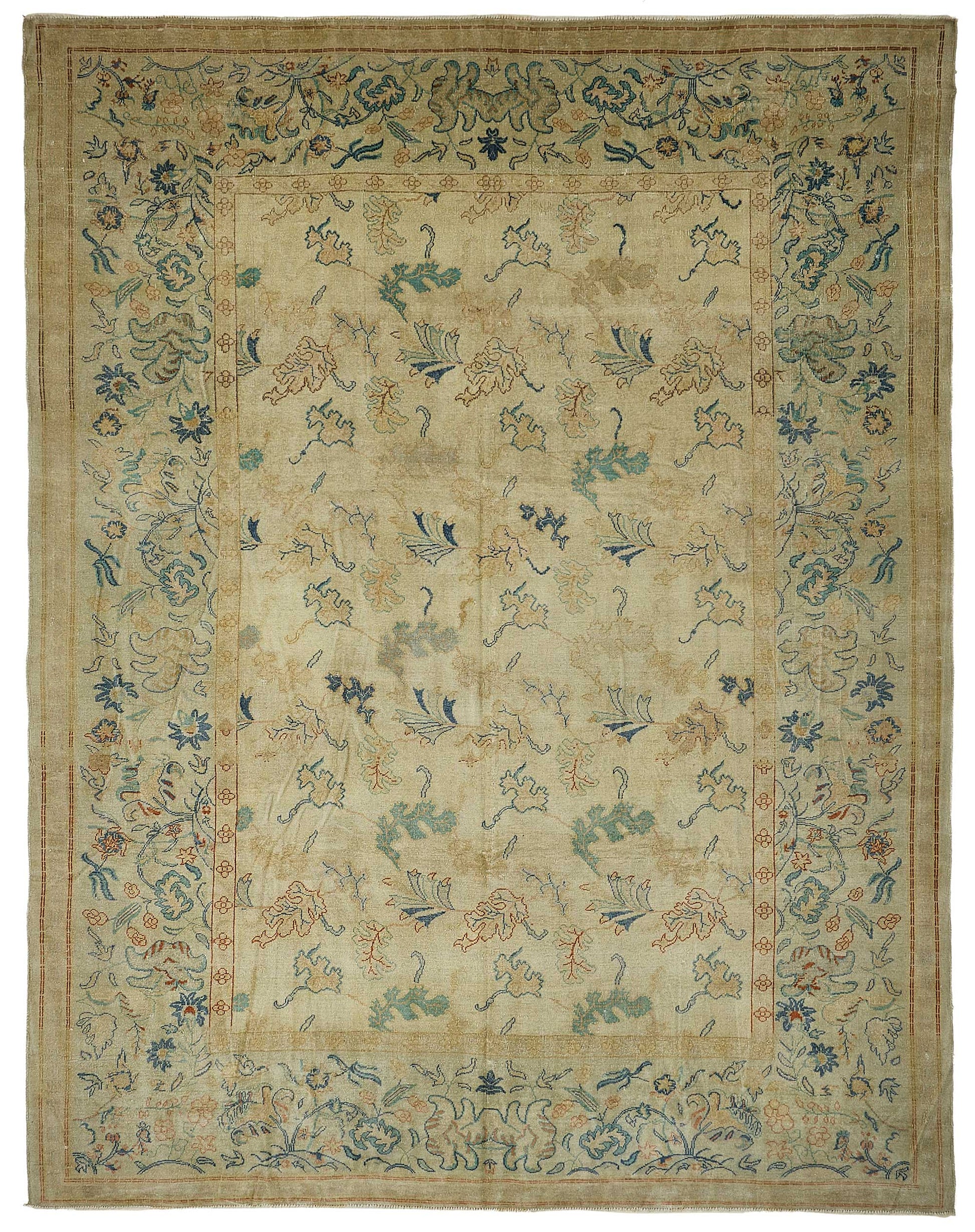 10x13 Beige Floral Oushak Rug - 51608