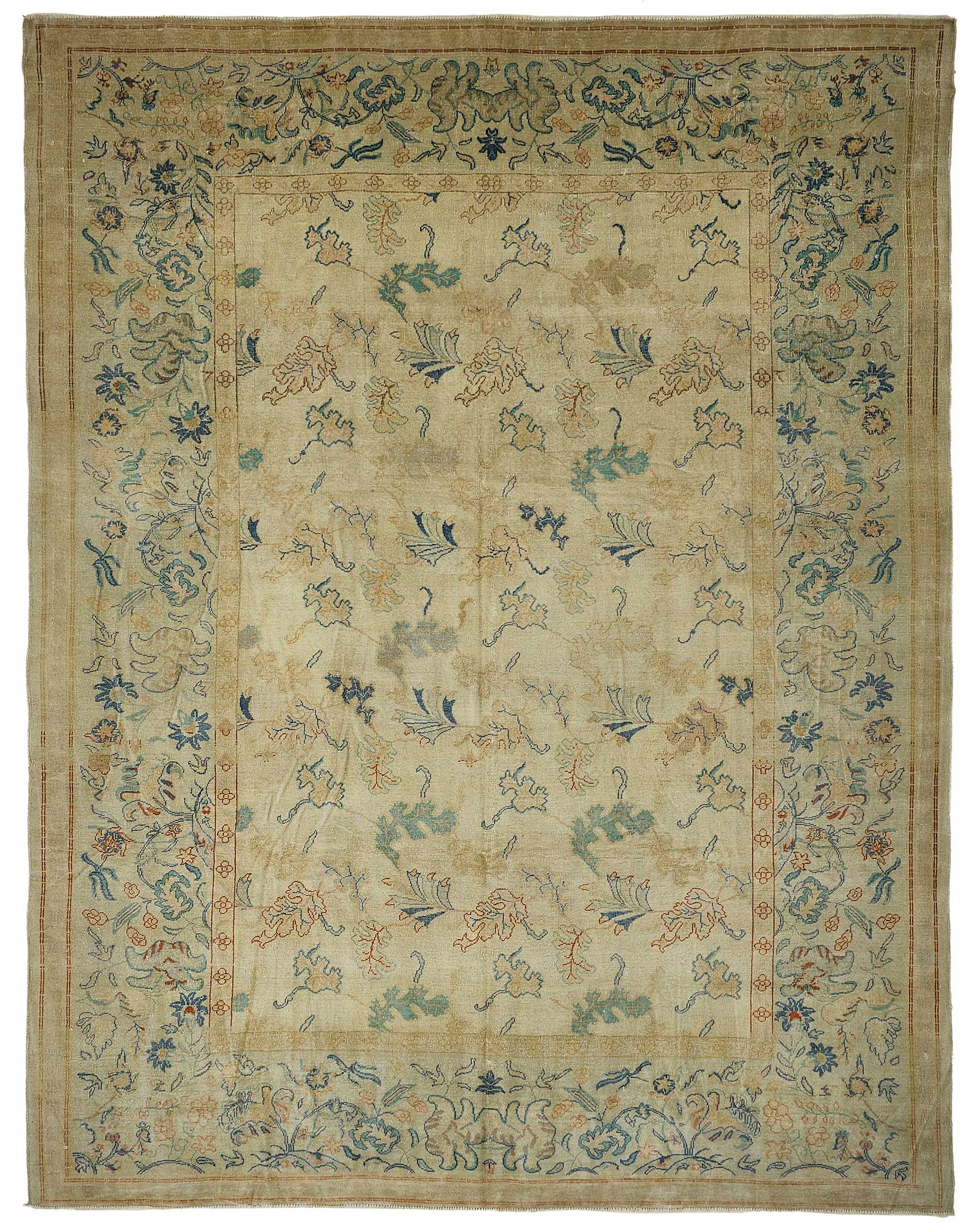 10x13 Beige Floral Oushak Rug - 51608