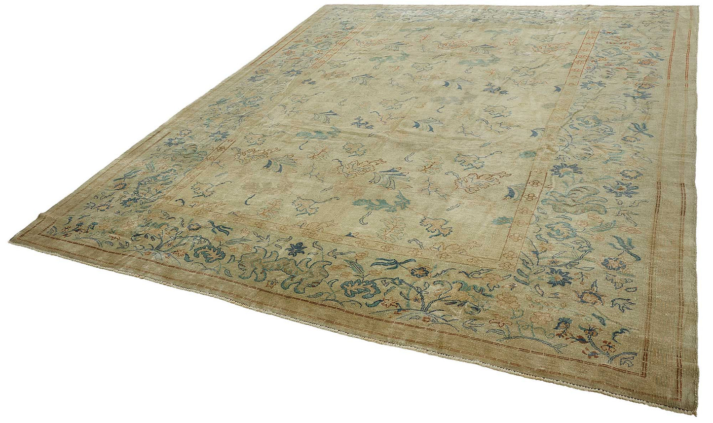 10x13 Beige Floral Oushak Rug - 51608