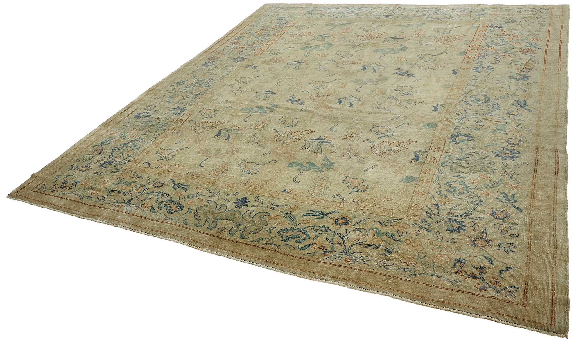 10x13 Beige Floral Oushak Rug - 51608