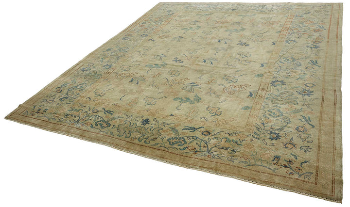 10x13 Beige Floral Oushak Rug - 51608