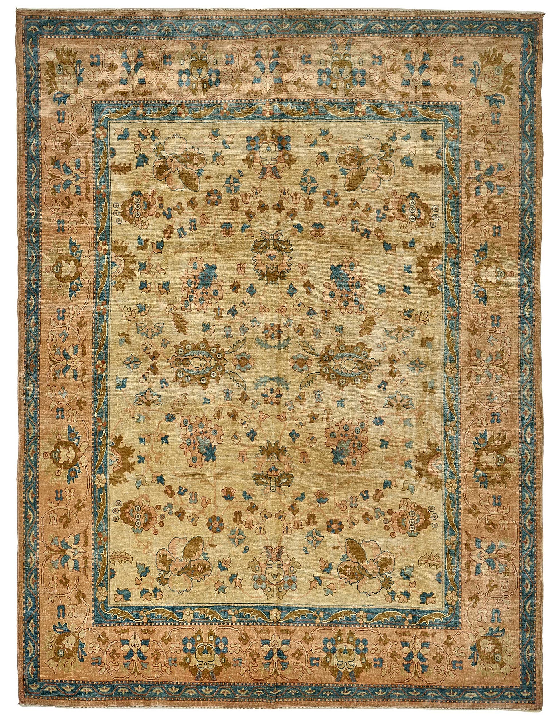9x12 Beige Traditional Floral Oushak Rug - 51609
