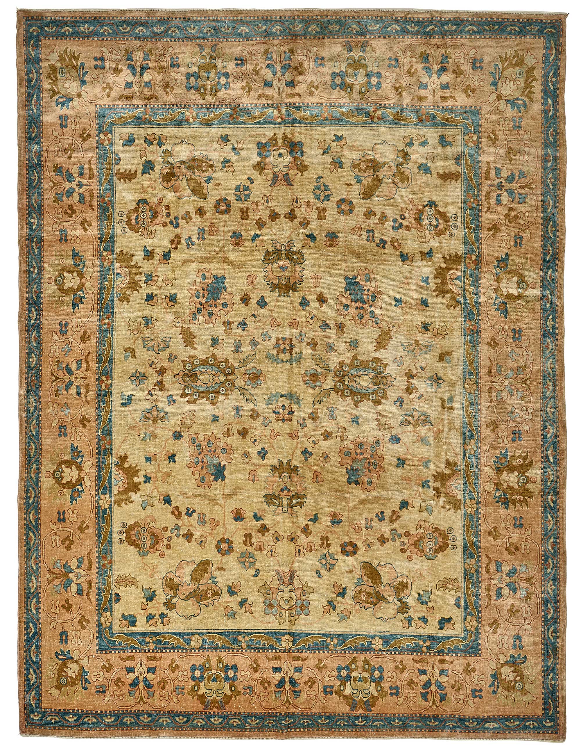 9x12 Beige Traditional Floral Oushak Rug - 51609