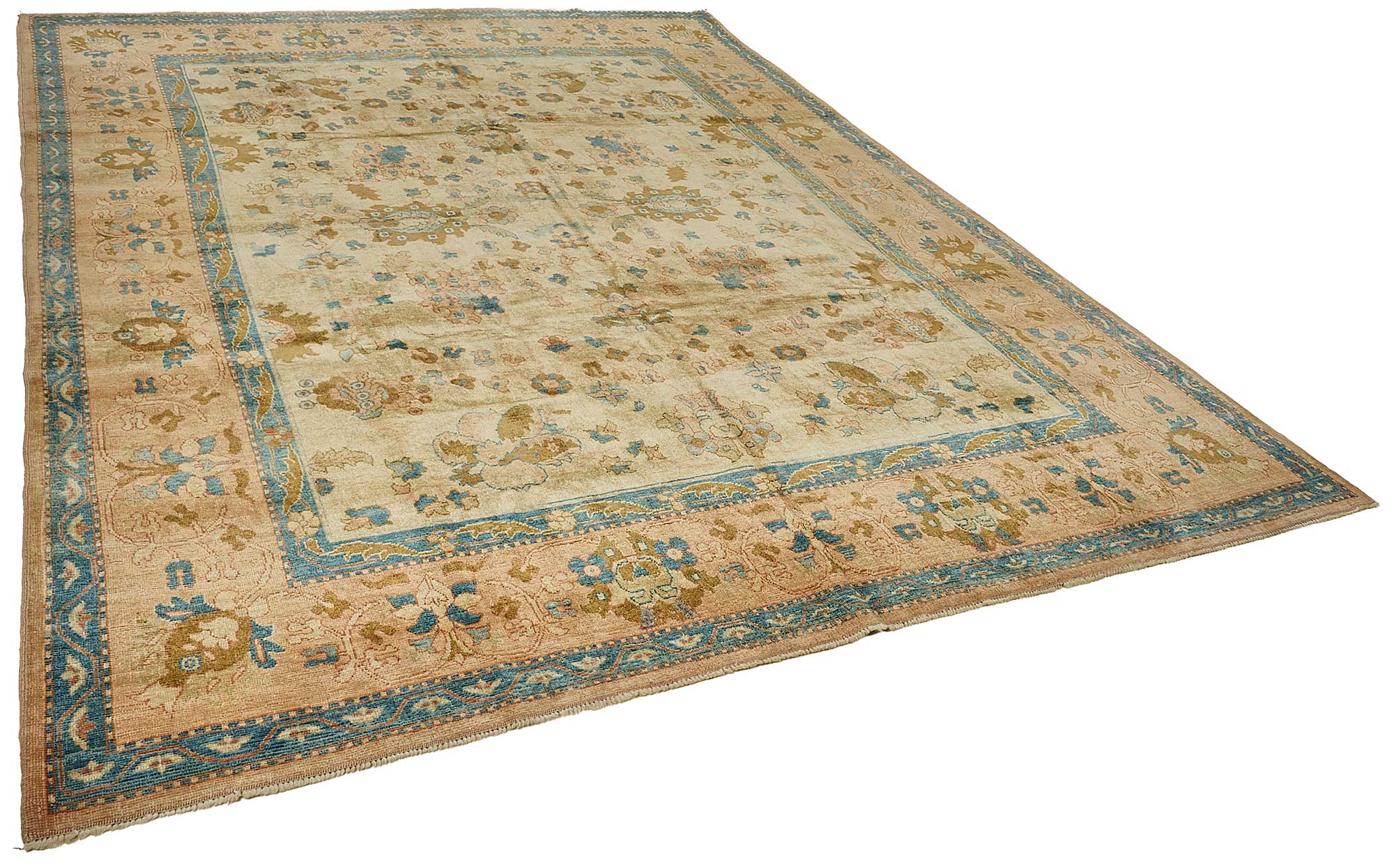 9x12 Beige Traditional Floral Oushak Rug - 51609