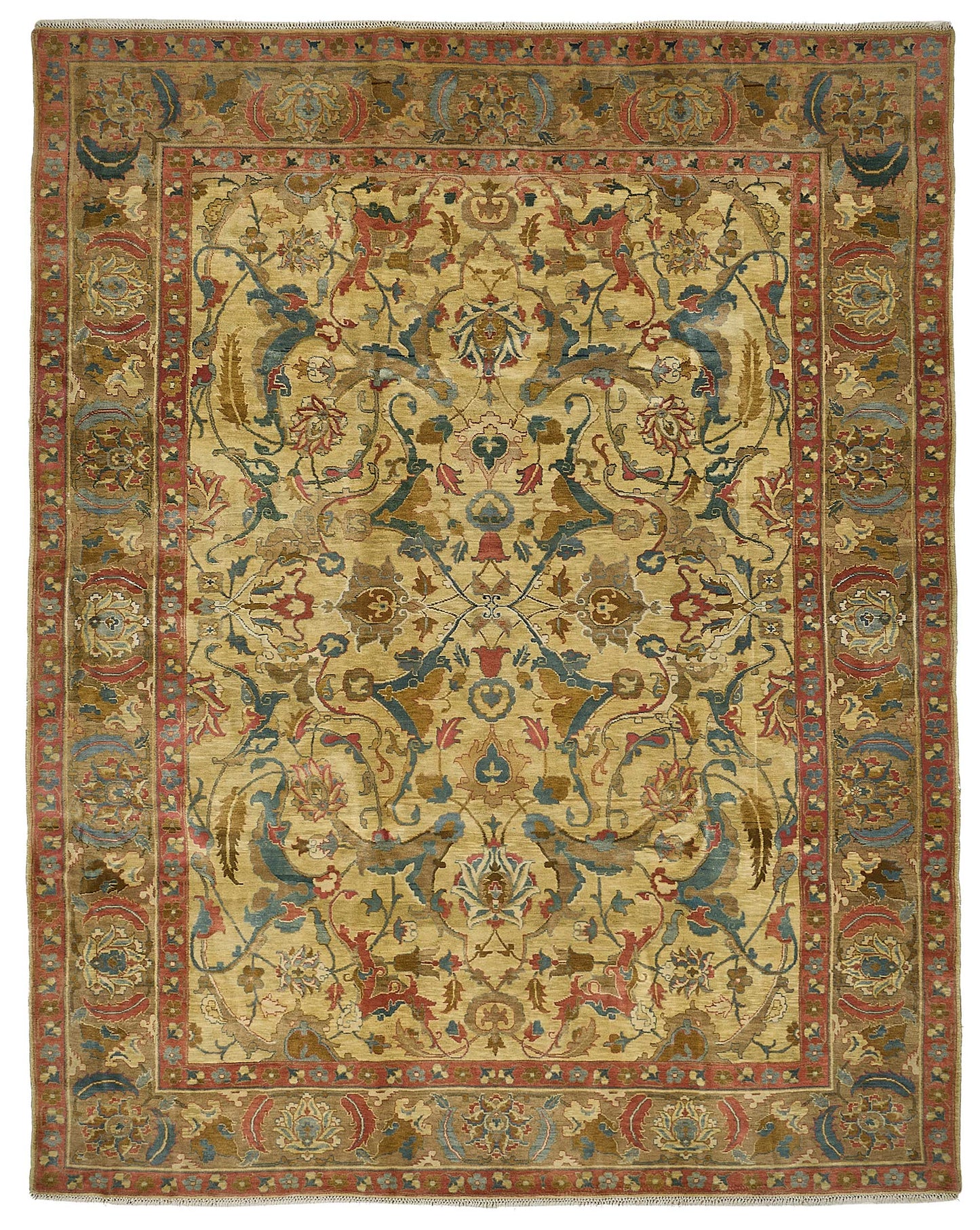 9x11 Beige Traditional Floral Medallion Oushak Rug - 51610