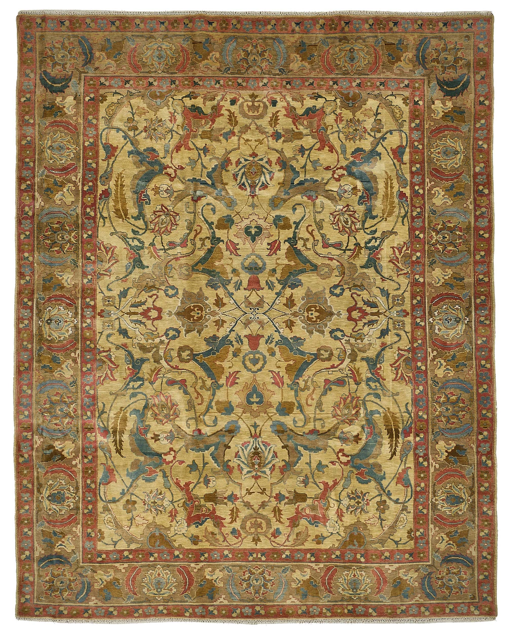9x11 Beige Traditional Floral Medallion Oushak Rug - 51610