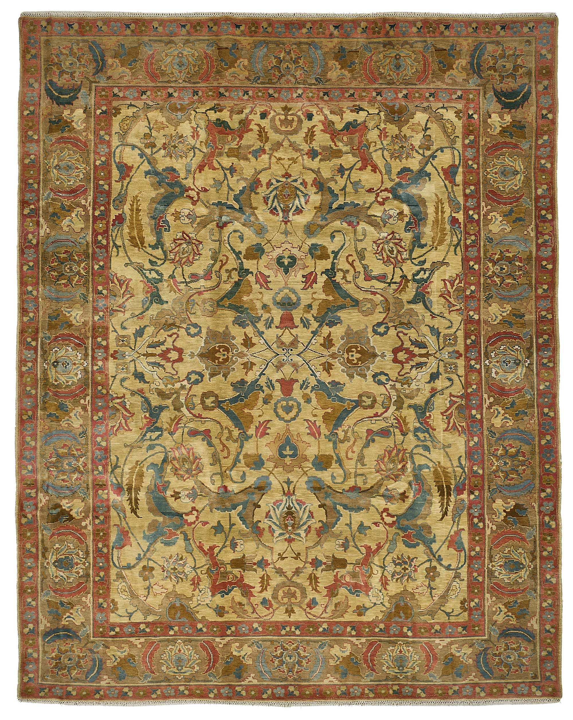 9x11 Beige Traditional Floral Medallion Oushak Rug - 51610