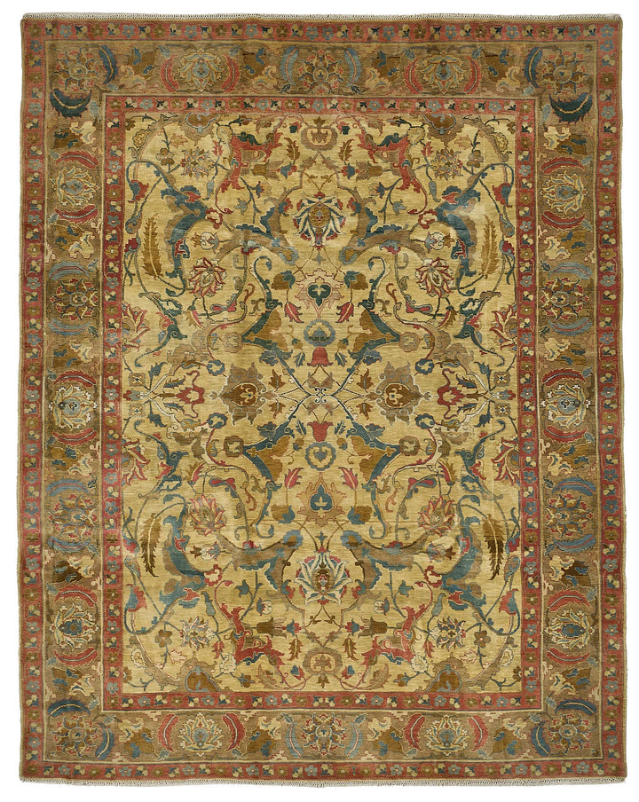 9x11 Beige Traditional Floral Medallion Oushak Rug - 51610