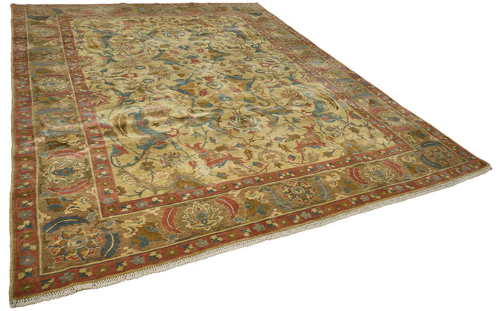 9x11 Beige Traditional Floral Medallion Oushak Rug - 51610