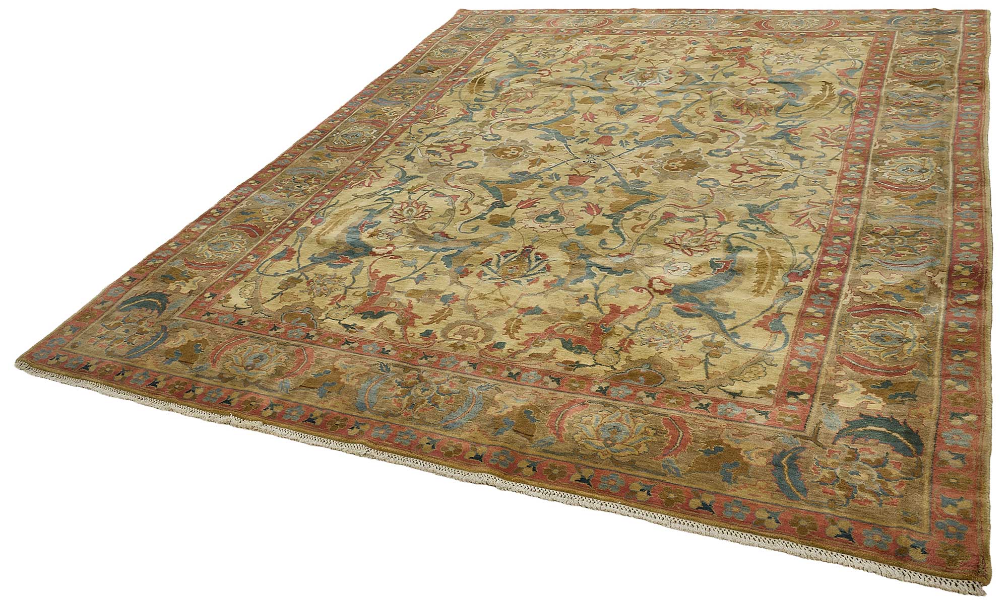 9x11 Beige Traditional Floral Medallion Oushak Rug - 51610