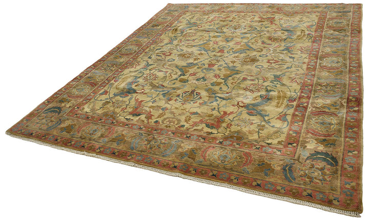 9x11 Beige Traditional Floral Medallion Oushak Rug - 51610