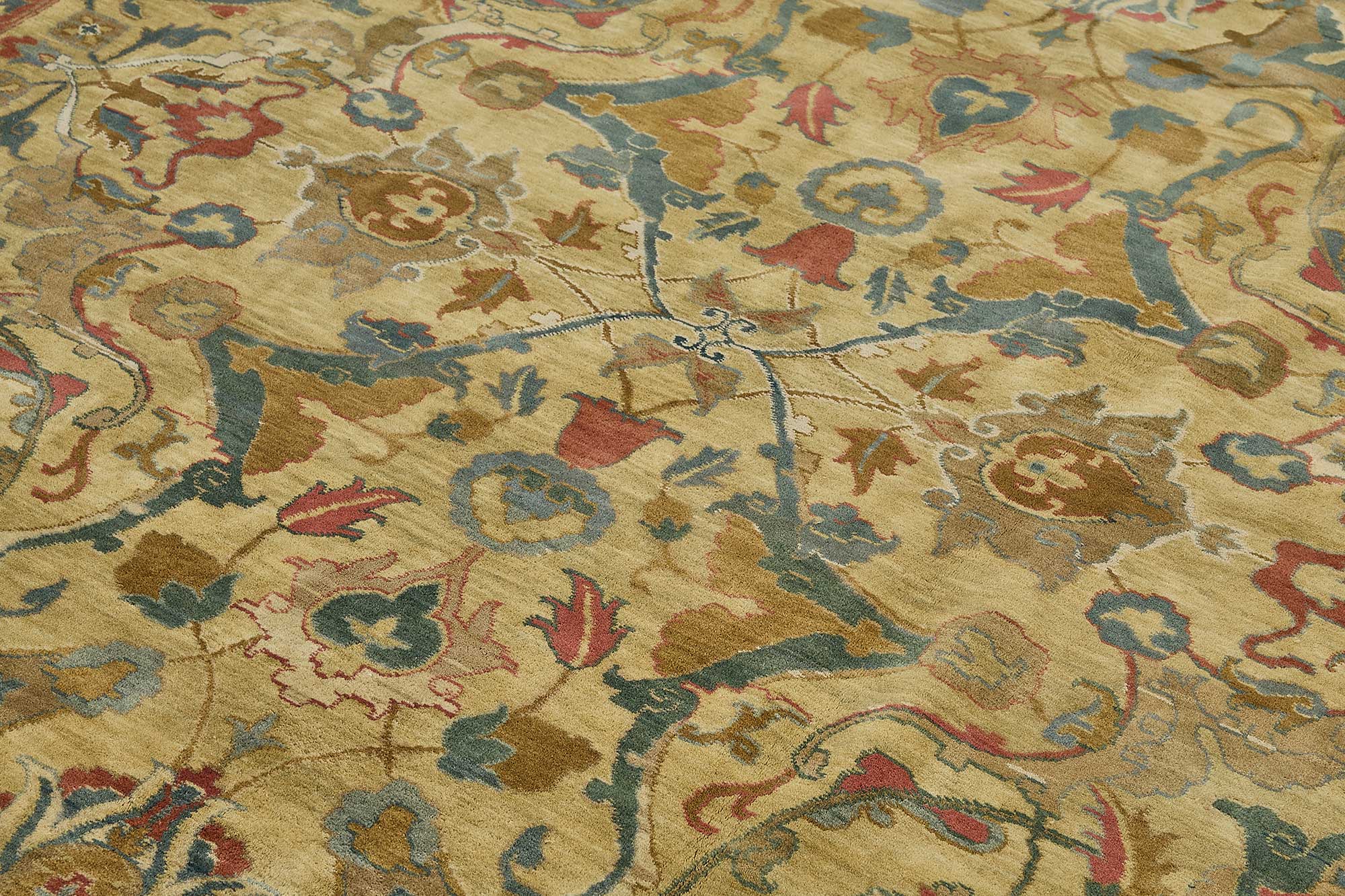 9x11 Beige Traditional Floral Medallion Oushak Rug - 51610