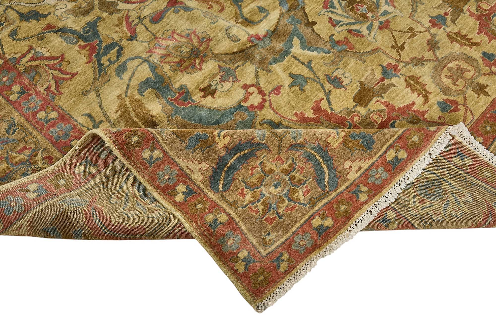 9x11 Beige Traditional Floral Medallion Oushak Rug - 51610