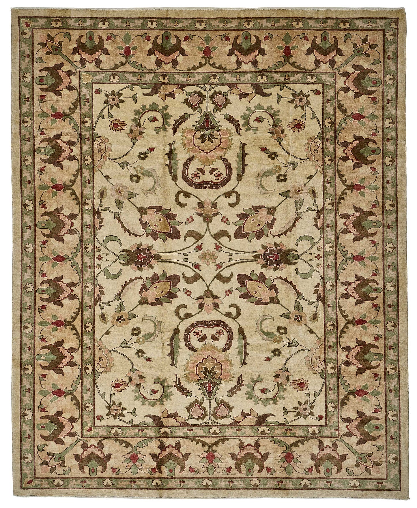 9x12 Beige Turkish Floral Medallion Oushak Rug - 51611
